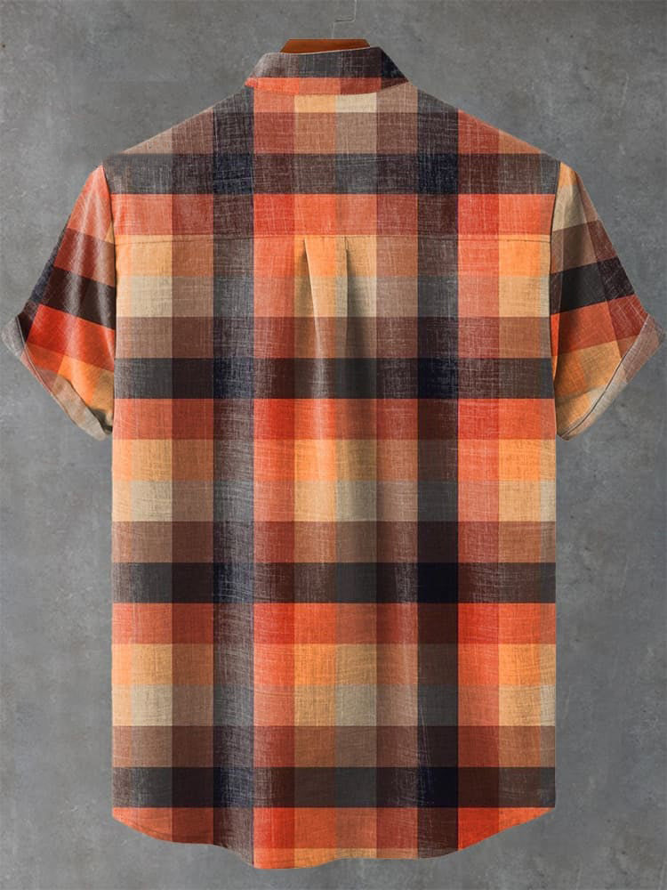 Vintage Plaid Art Print Casual Shirt