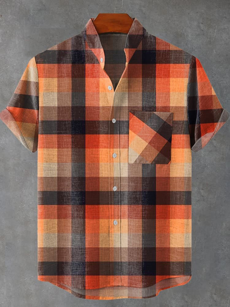 Vintage Plaid Art Print Casual Shirt