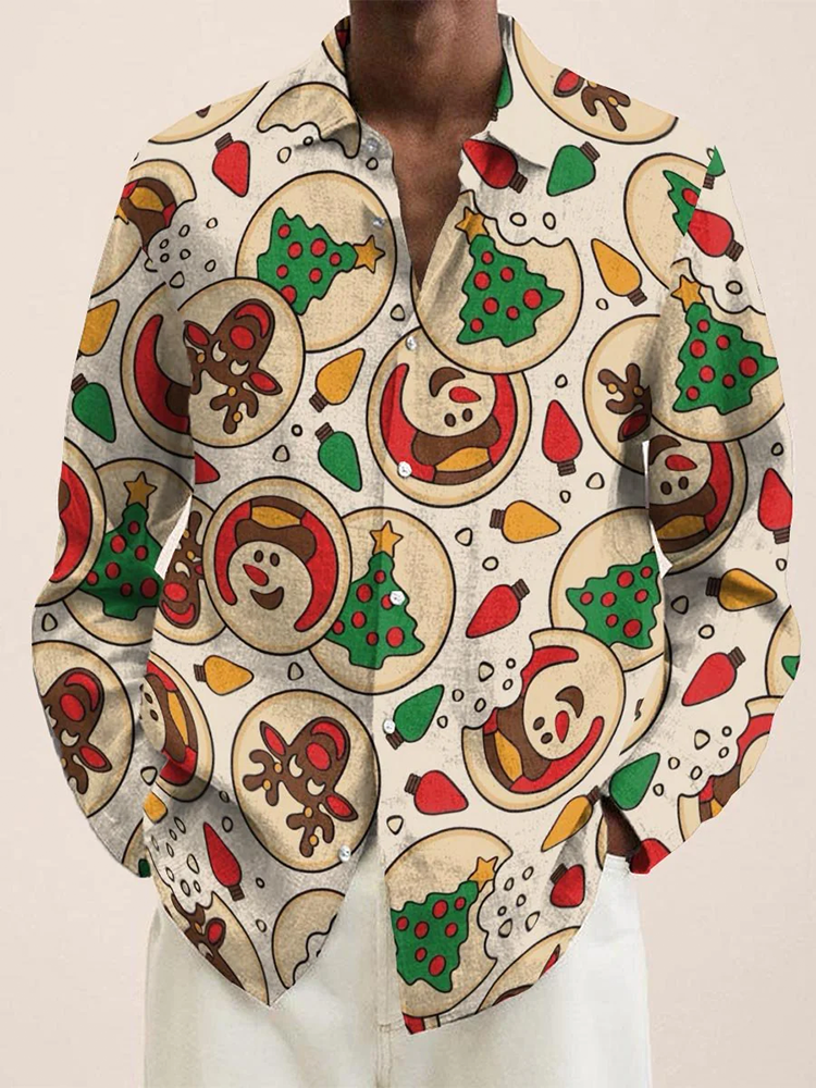 Christmas Snowman and Christmas Tree Decoration Pattern Long Sleeve Shirt