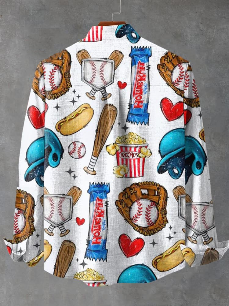 Vintage Baseball Popcorn Chocolate Art Print Long Sleeve Shirt