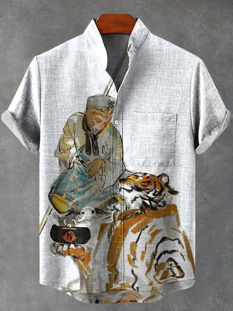 Monkey King Journey to the West Wukong Printed Casual  Shirt