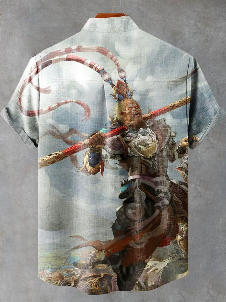 Monkey King Journey to the West Wukong Printed Casual  Shirt