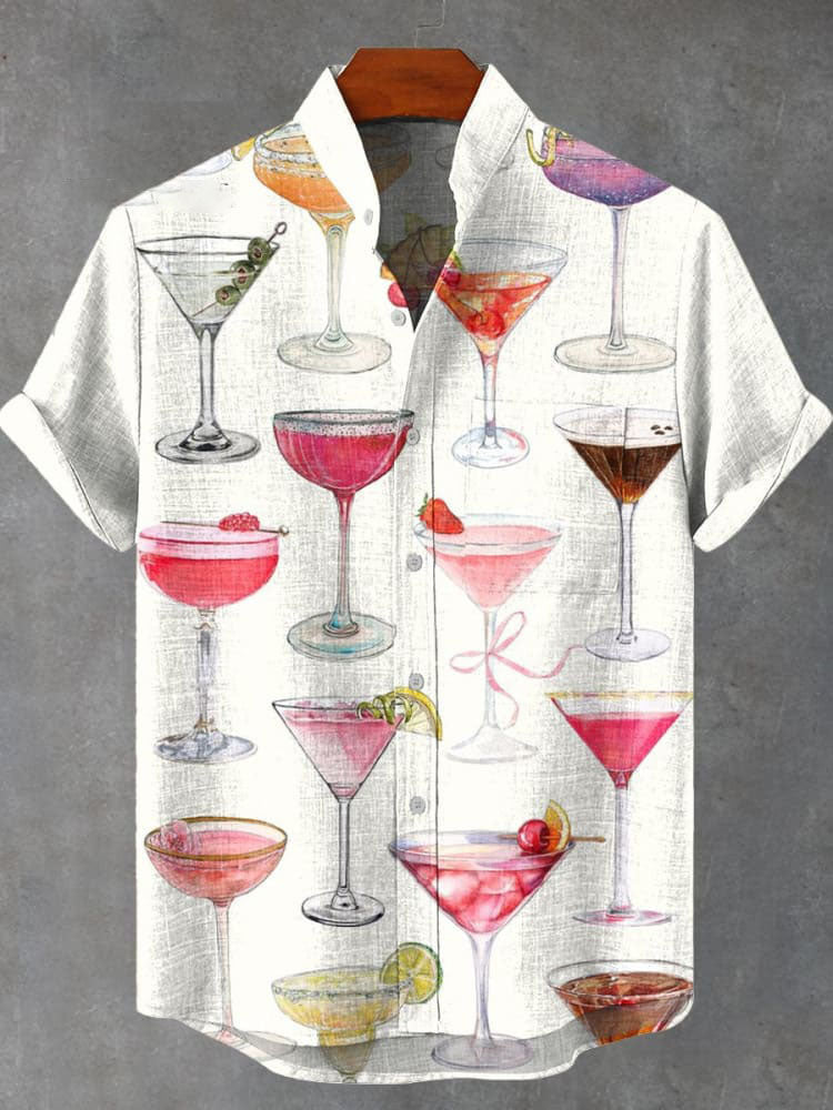 Colorful Summer Holiday Cocktail Decorative Pattern Casual  Shirt