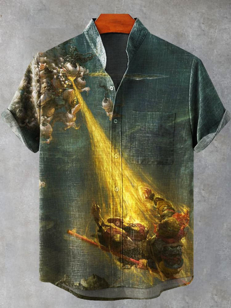 Monkey King Journey to the West Wukong Printed Casual  Shirt