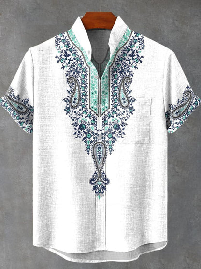 Vintage Ethnic Pattern Art Print Casual  Shirt