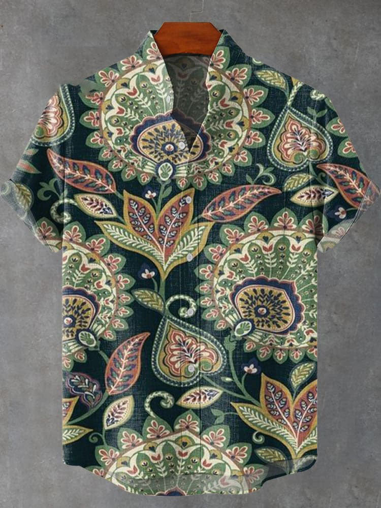 Vintage Paisley Floral Art Print Casual  Shirt