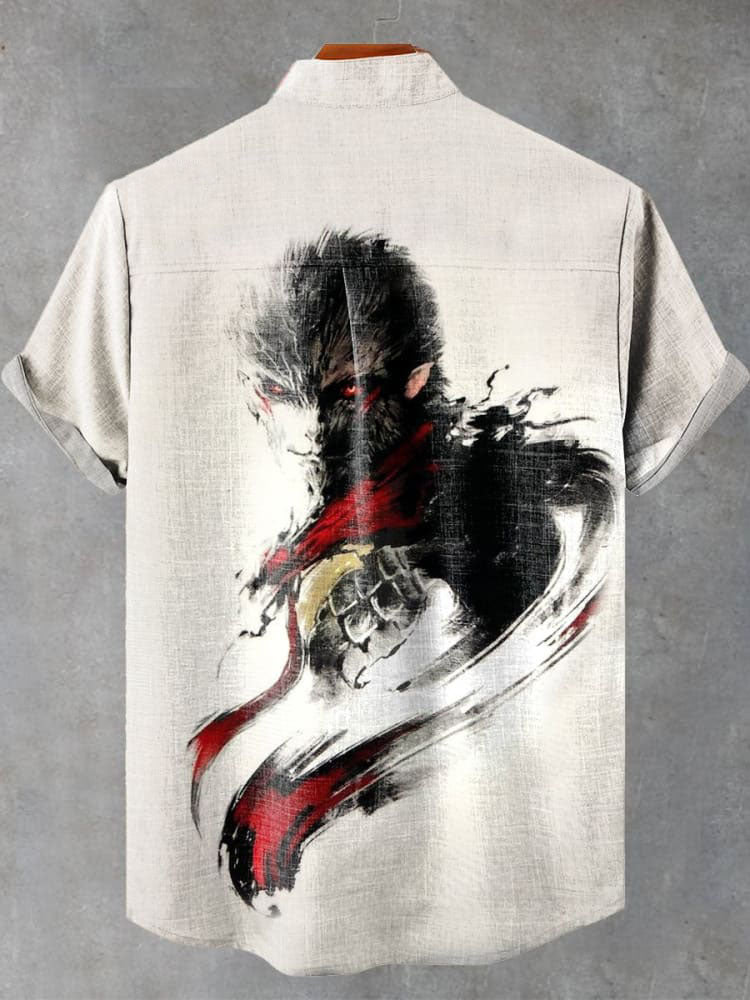 Monkey King Journey to the West Wukong Printed Casual  Shirt