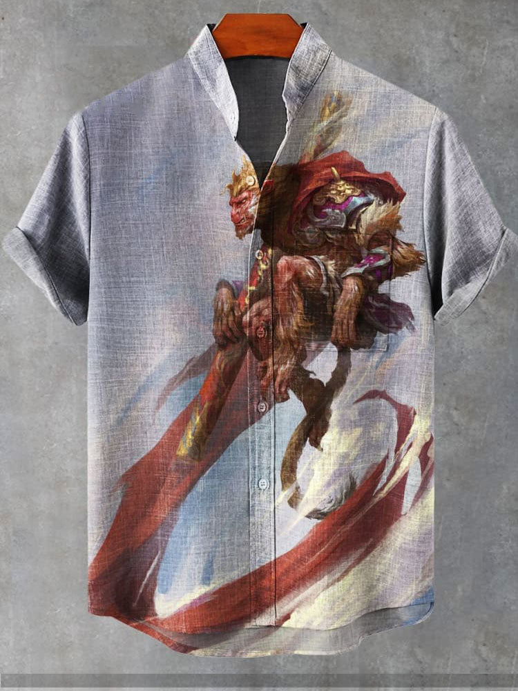 Monkey King Journey to the West Wukong Printed Casual  Shirt