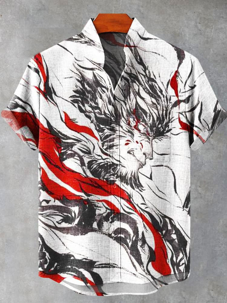 Monkey King Journey to the West Wukong Printed Casual  Shirt