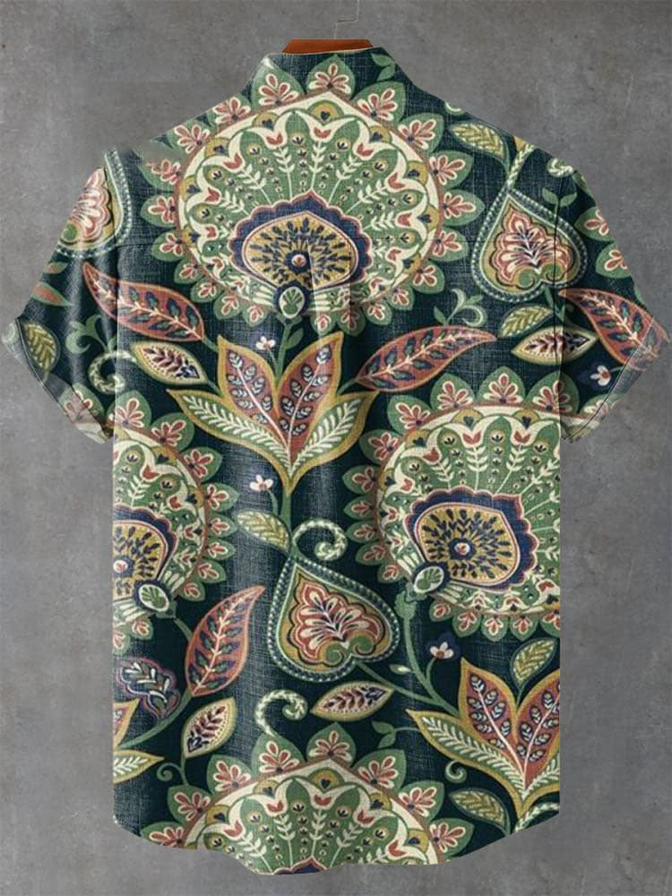 Vintage Paisley Floral Art Print Casual  Shirt