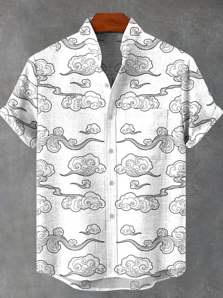 Oriental Mythology Cloud Decorative Pattern Casual  Shirt