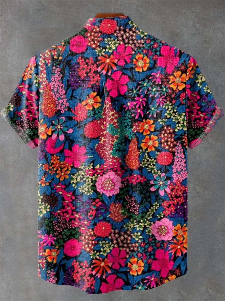 Mystic Flowers Vintage Print Casual  Shirt