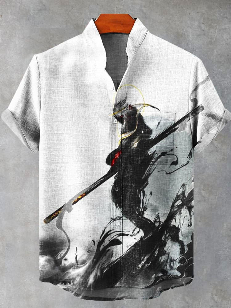 Monkey King Journey to the West Wukong Printed Casual  Shirt