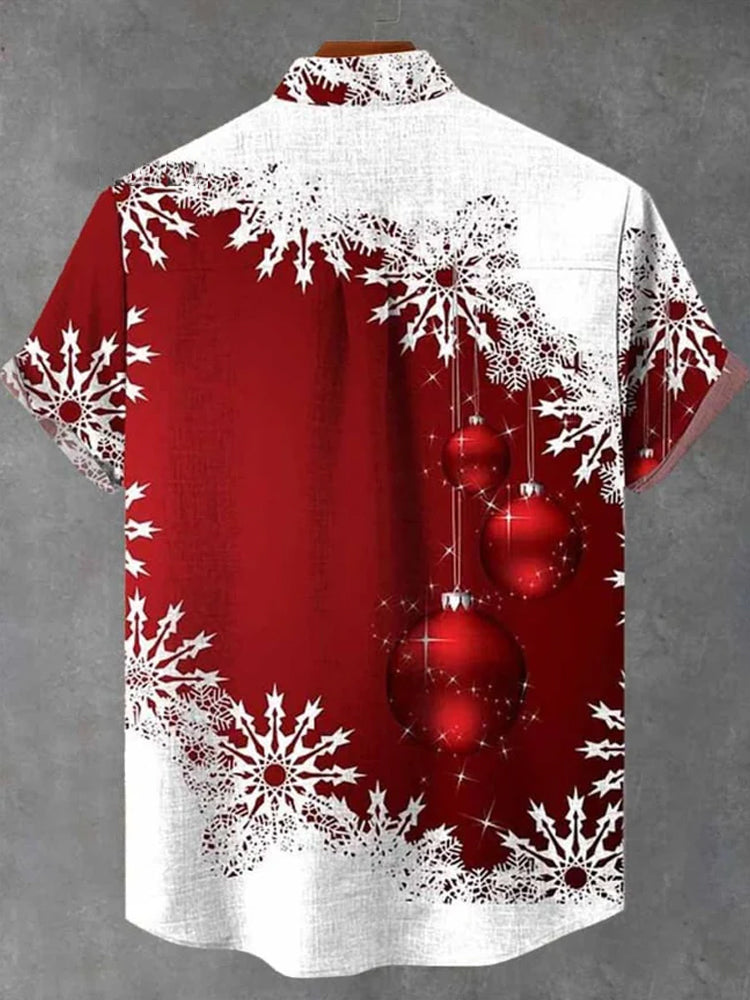 Vintage Christmas Snowflake Ornaments Casual Shirt