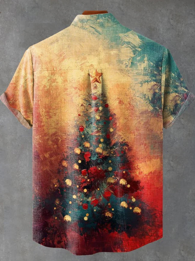 Christmas Tree Art Vintage Print Casual Shirt