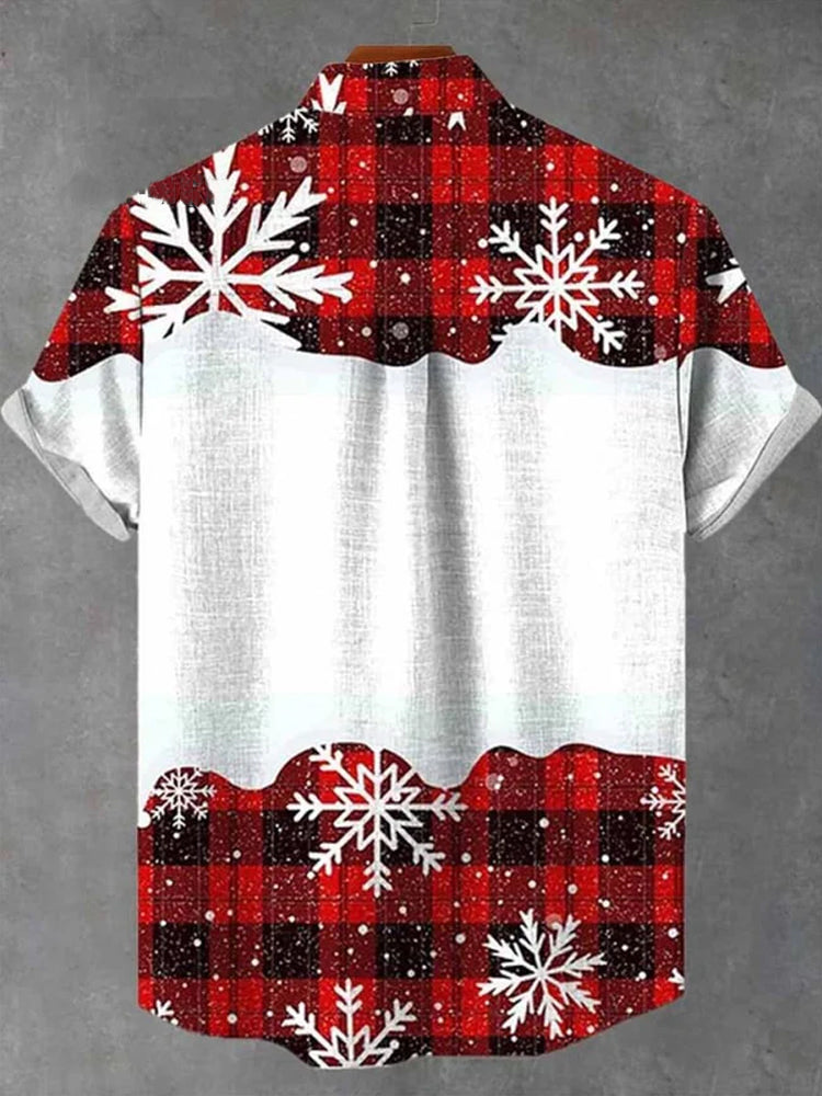 Vintage Christmas Snowflake Plaid Casual Shirt