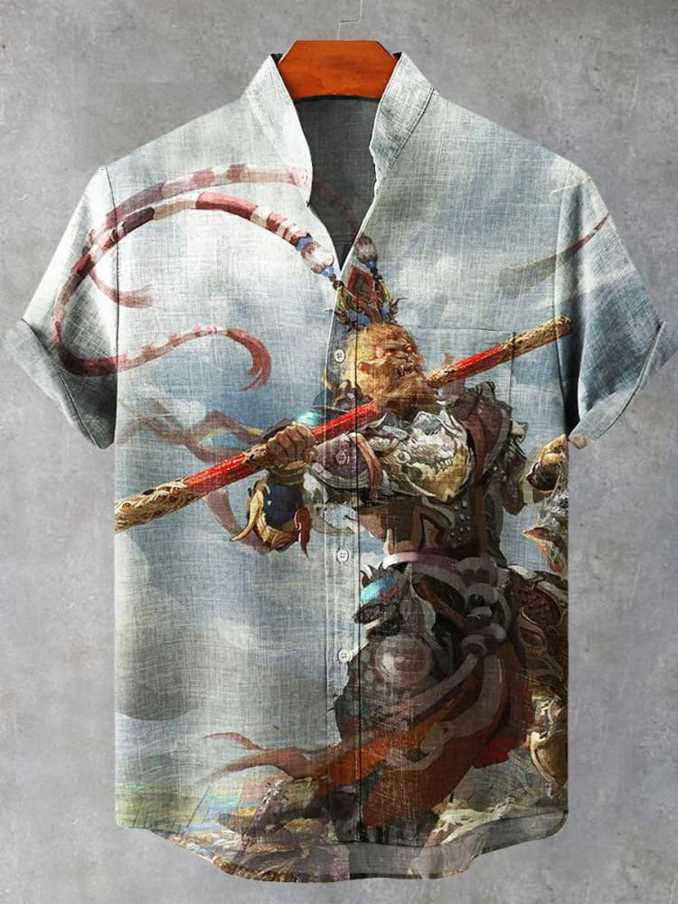 Monkey King Journey to the West Wukong Printed Casual  Shirt