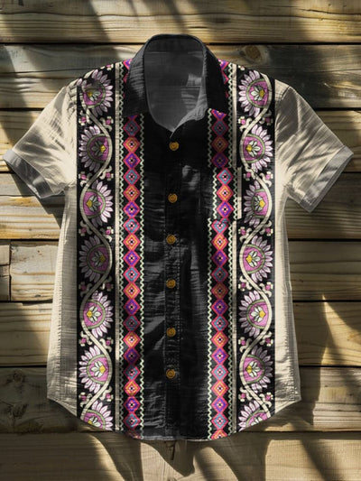 Geometric Patterns Vintage Art Print -100% Cotton Shirt