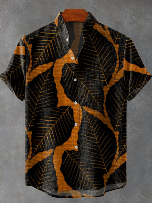 Dark Leaf Decorative Pattern Casual  Shirt