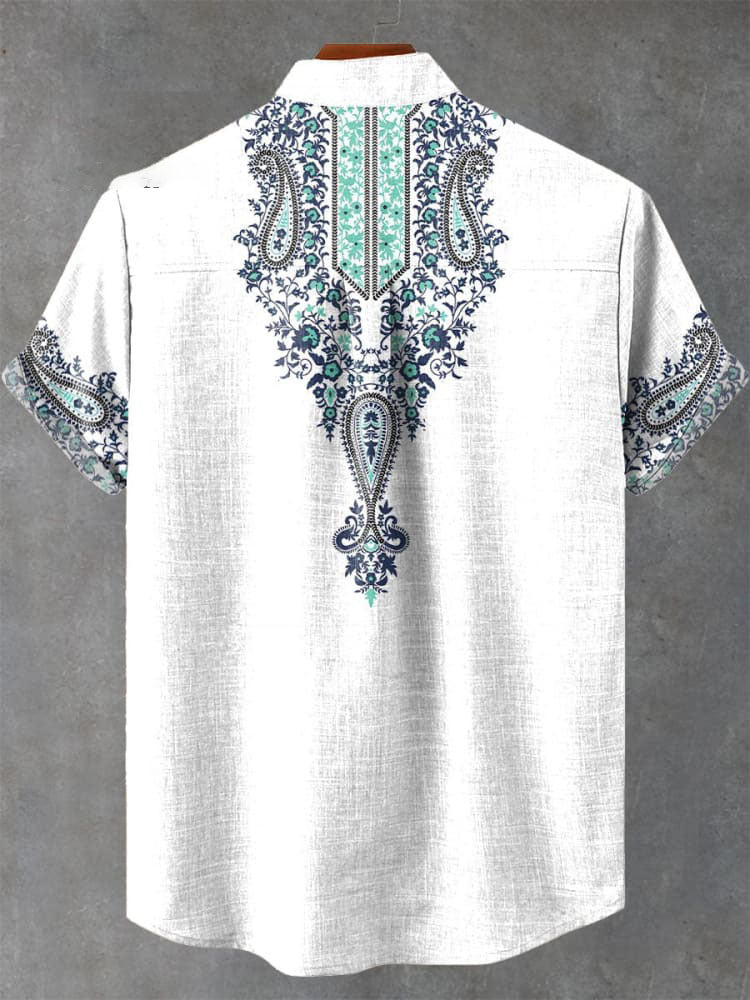 Vintage Ethnic Pattern Art Print Casual  Shirt