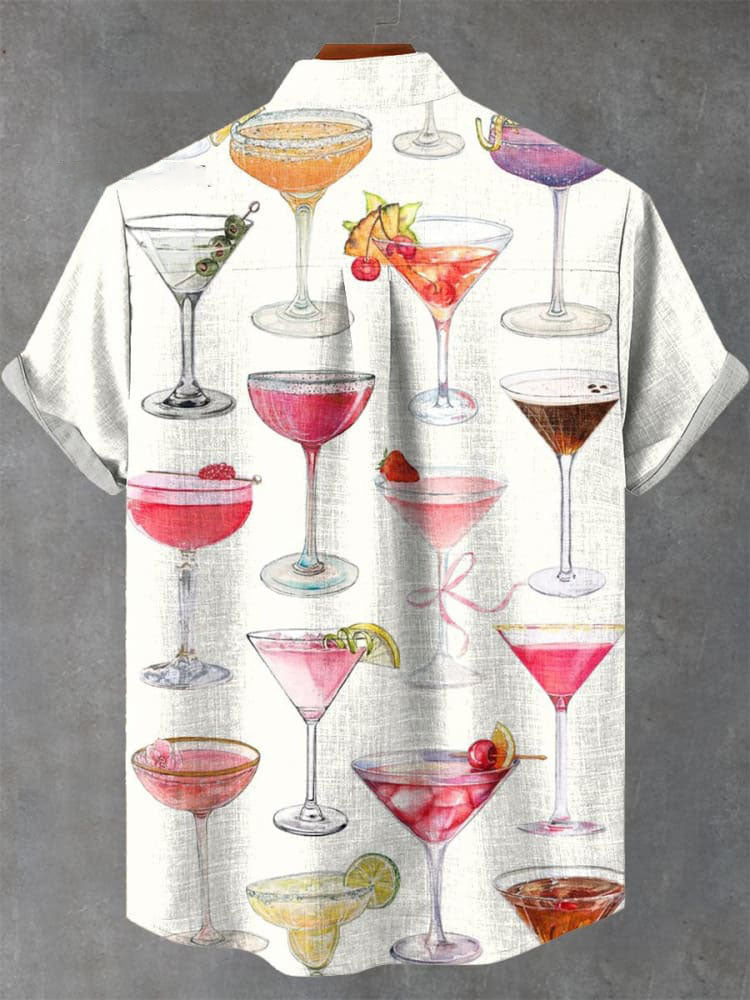 Colorful Summer Holiday Cocktail Decorative Pattern Casual  Shirt