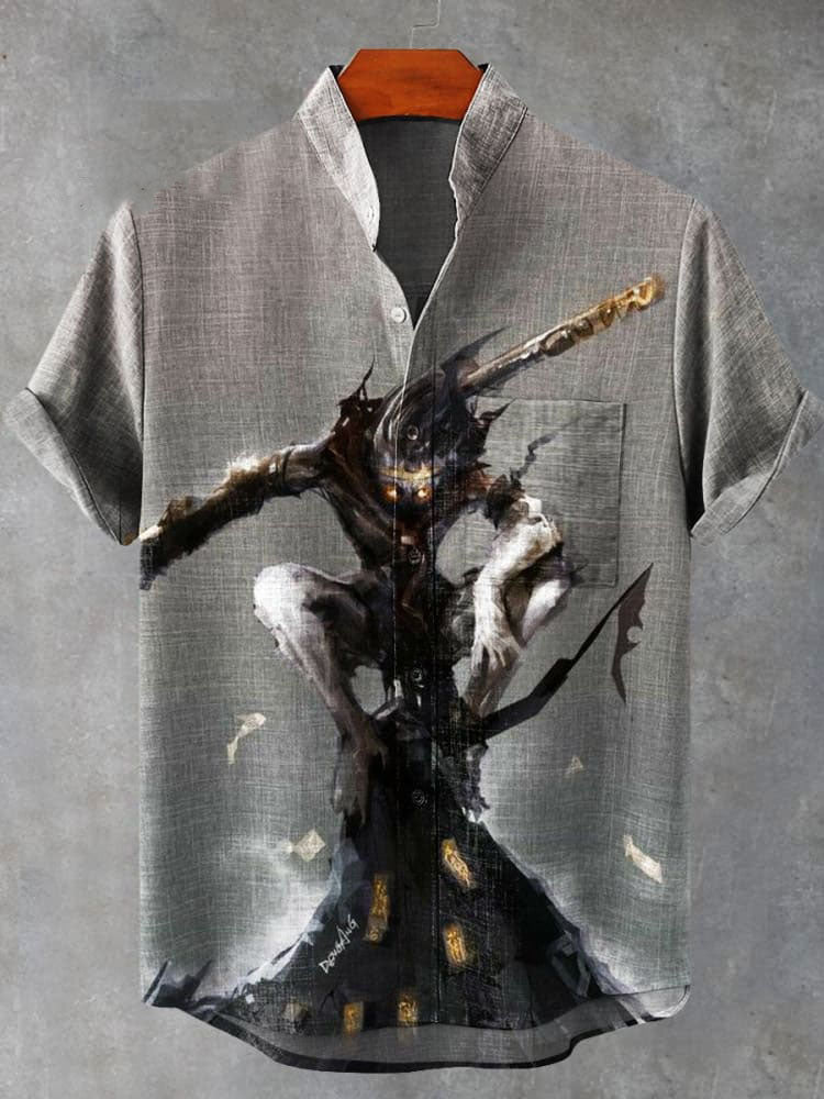 Monkey King Journey to the West Wukong Printed Casual  Shirt