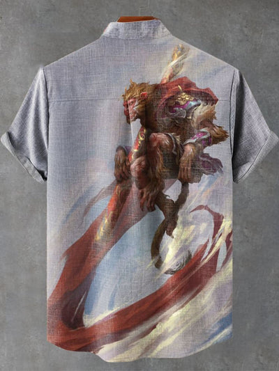 Monkey King Journey to the West Wukong Printed Casual  Shirt