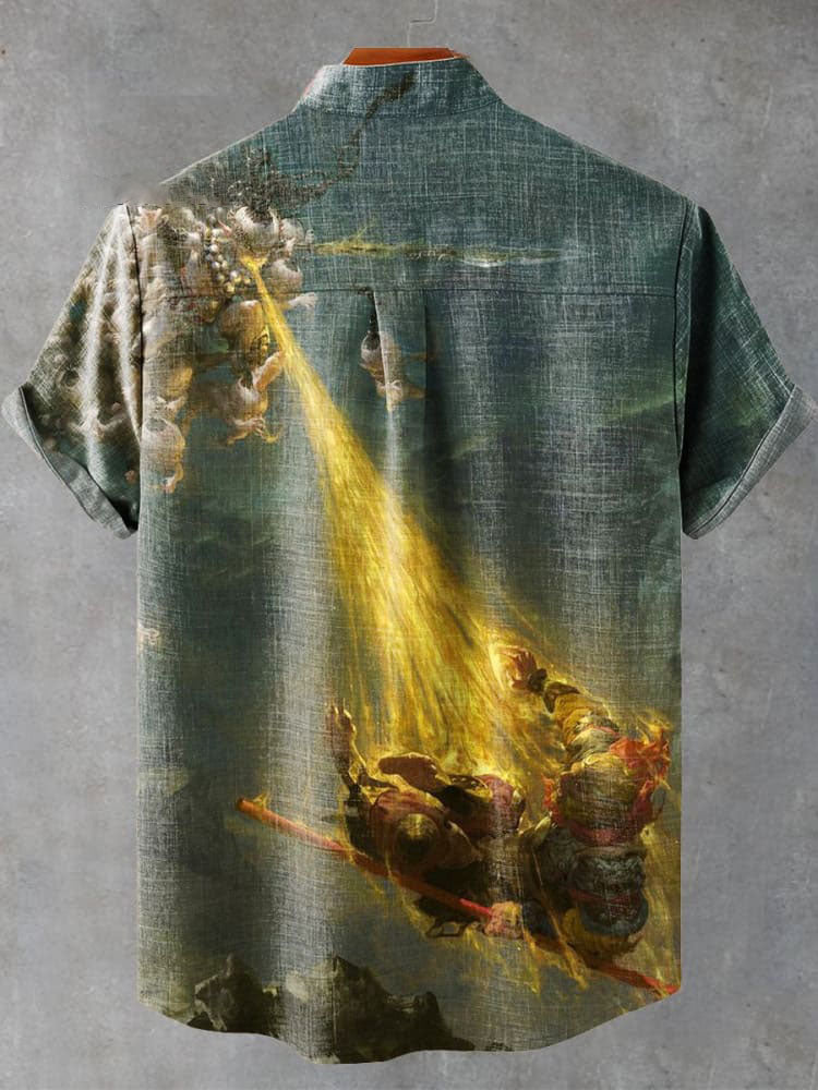 Monkey King Journey to the West Wukong Printed Casual  Shirt