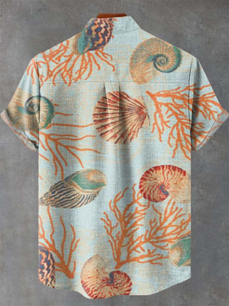 Ocean Coral Shell Art Print Casual  Shirt