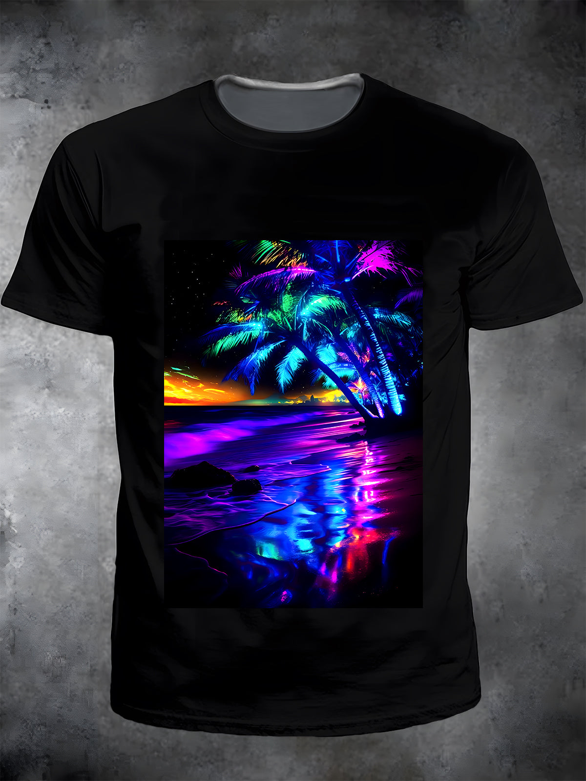 Coconut Tree Round Neck Short Sleeve Men's T-shirt