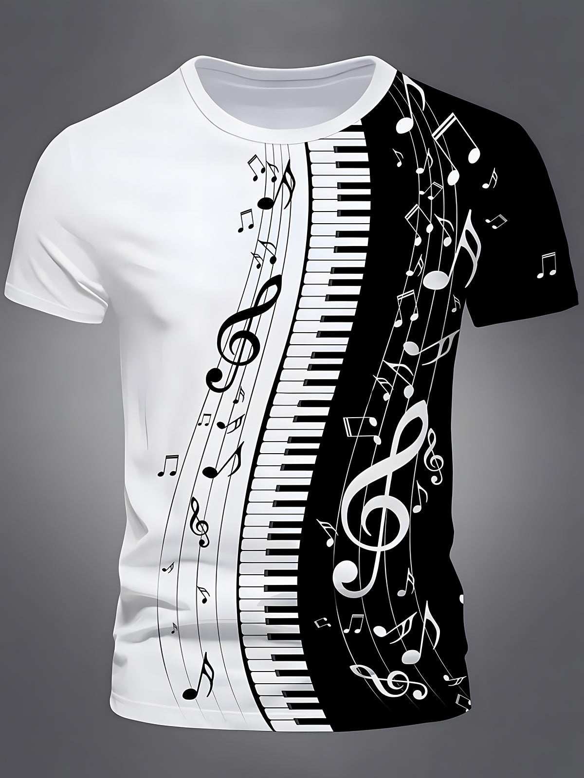 Music Round Neck Short Sleeve Men's T-shirt