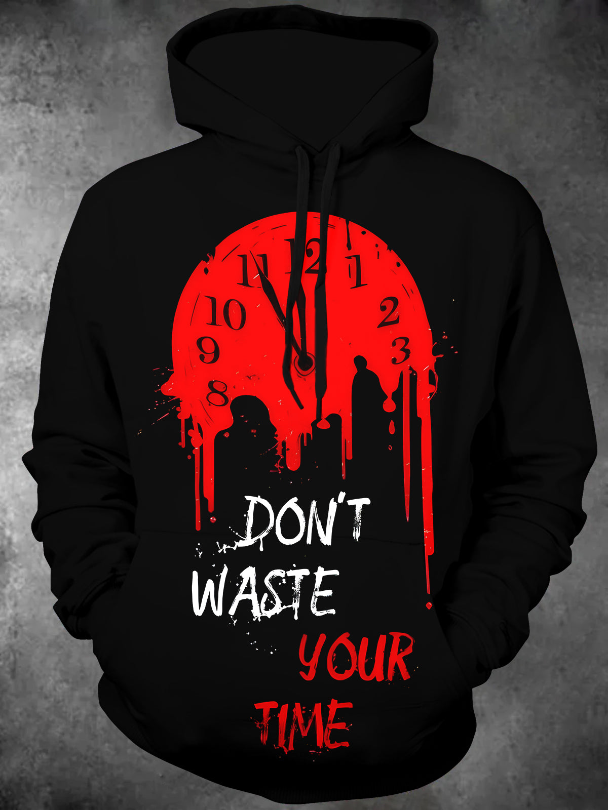 Don't Waste Your Time Long Sleeve Hooded Pocket Men's Top