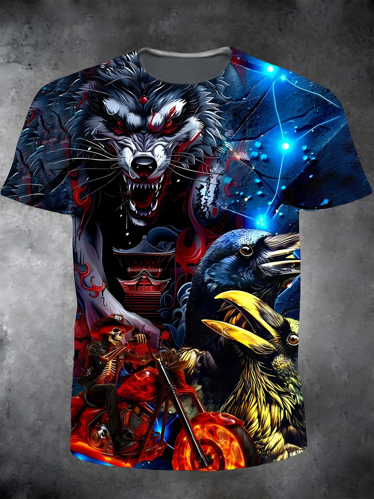 Wolf Round Neck Short Sleeve Men's T-shirt