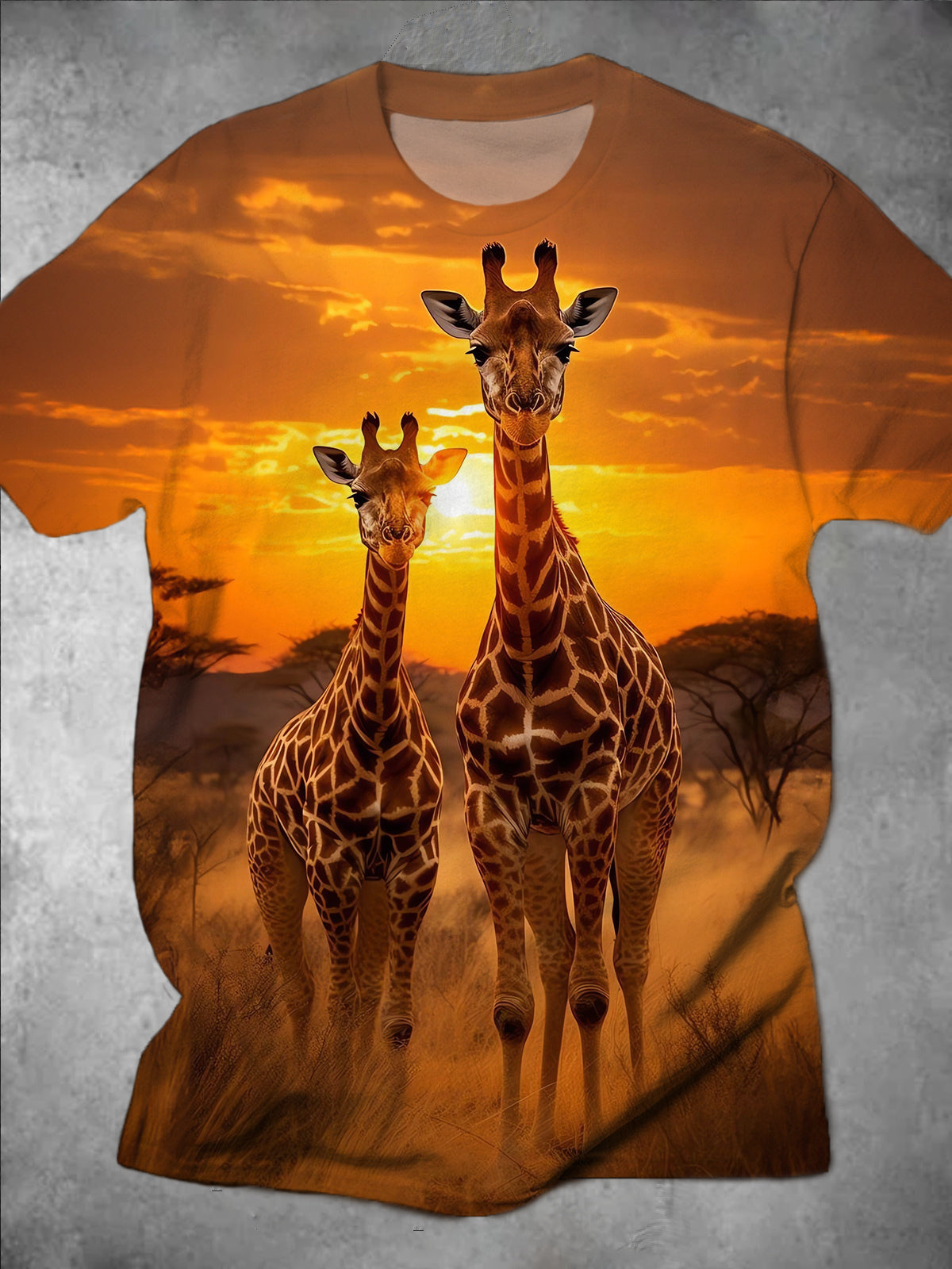 Giraffe Round Neck Short Sleeve Men's T-shirt