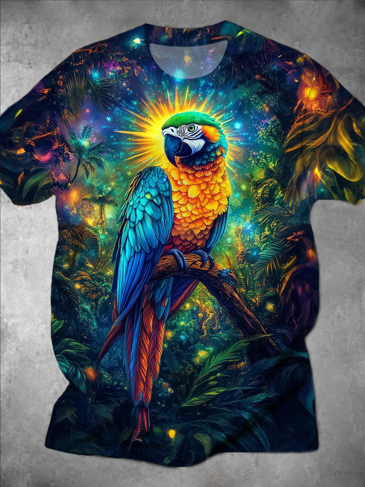 Parrot Round Neck Short Sleeve Men's T-shirt