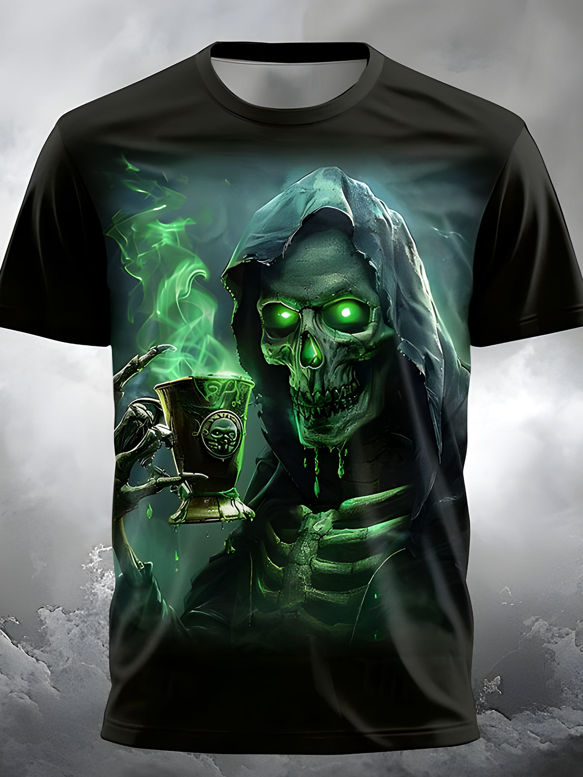 Skull Round Neck Short Sleeve Men's T-shirt