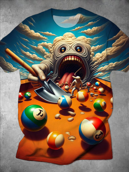 Fun Art Print Round Neck Short Sleeve Men's T-shirt