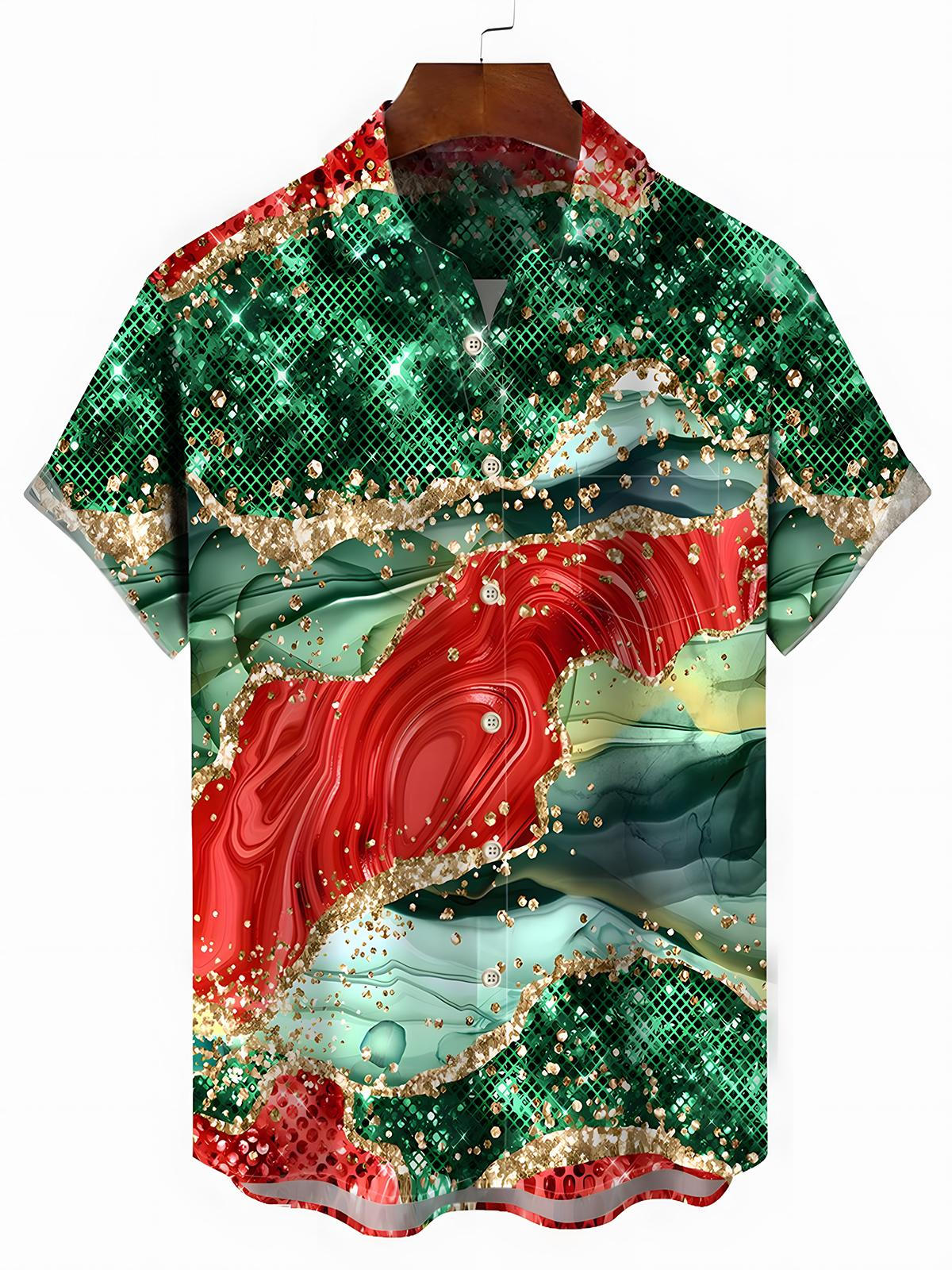 Abstract Gradient Print Men's Pocket Short Sleeve Shirts