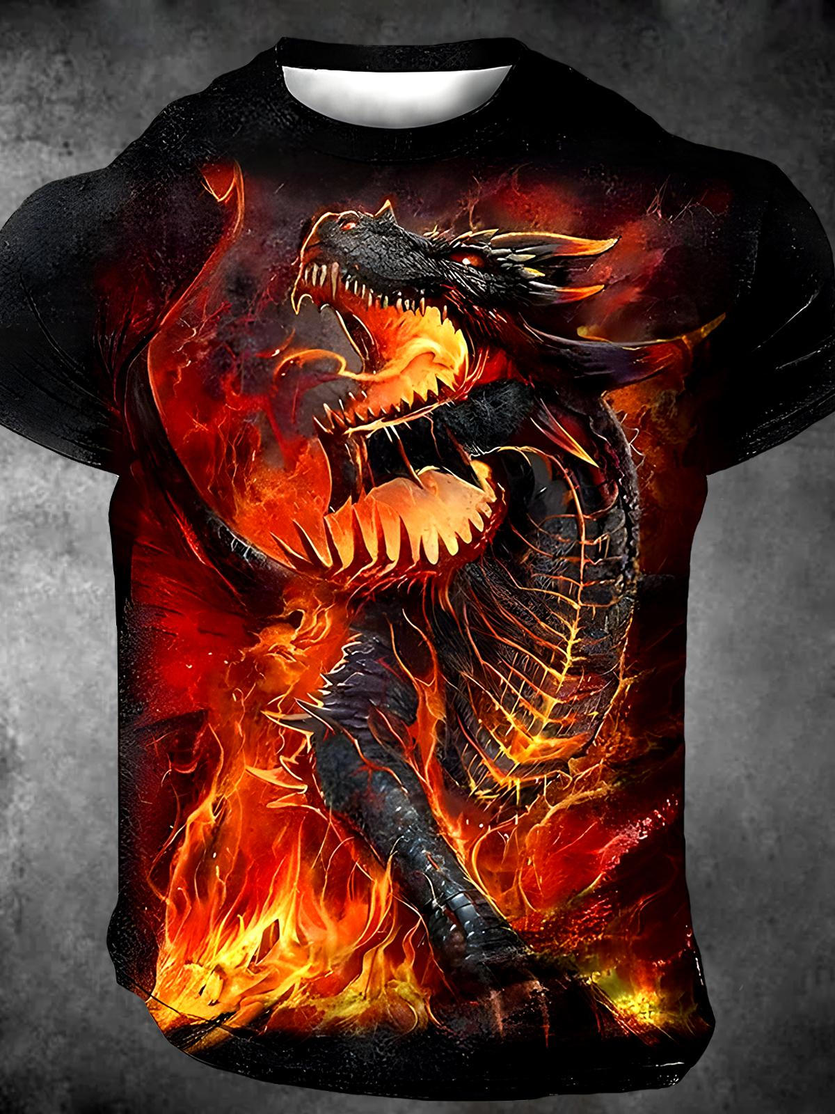 Dragon Round Neck Short Sleeve Men's T-shirt