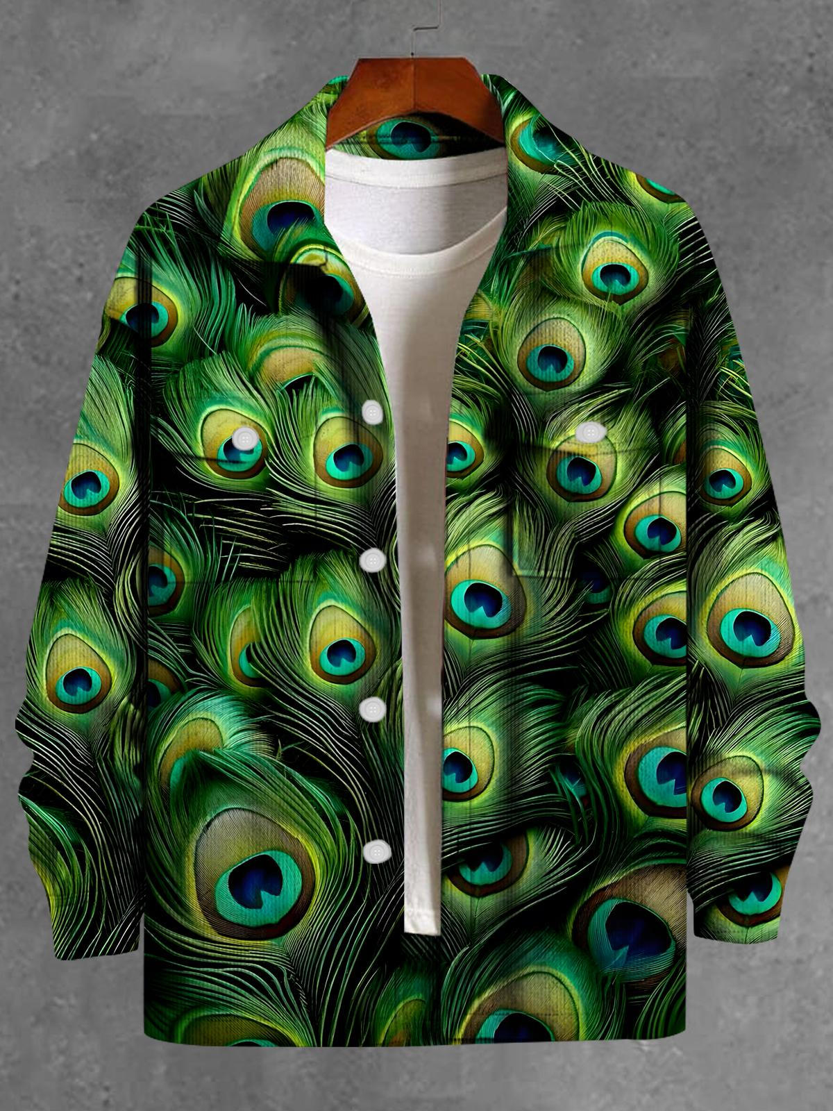 Peacock Feather Long Sleeve Men's Jacket