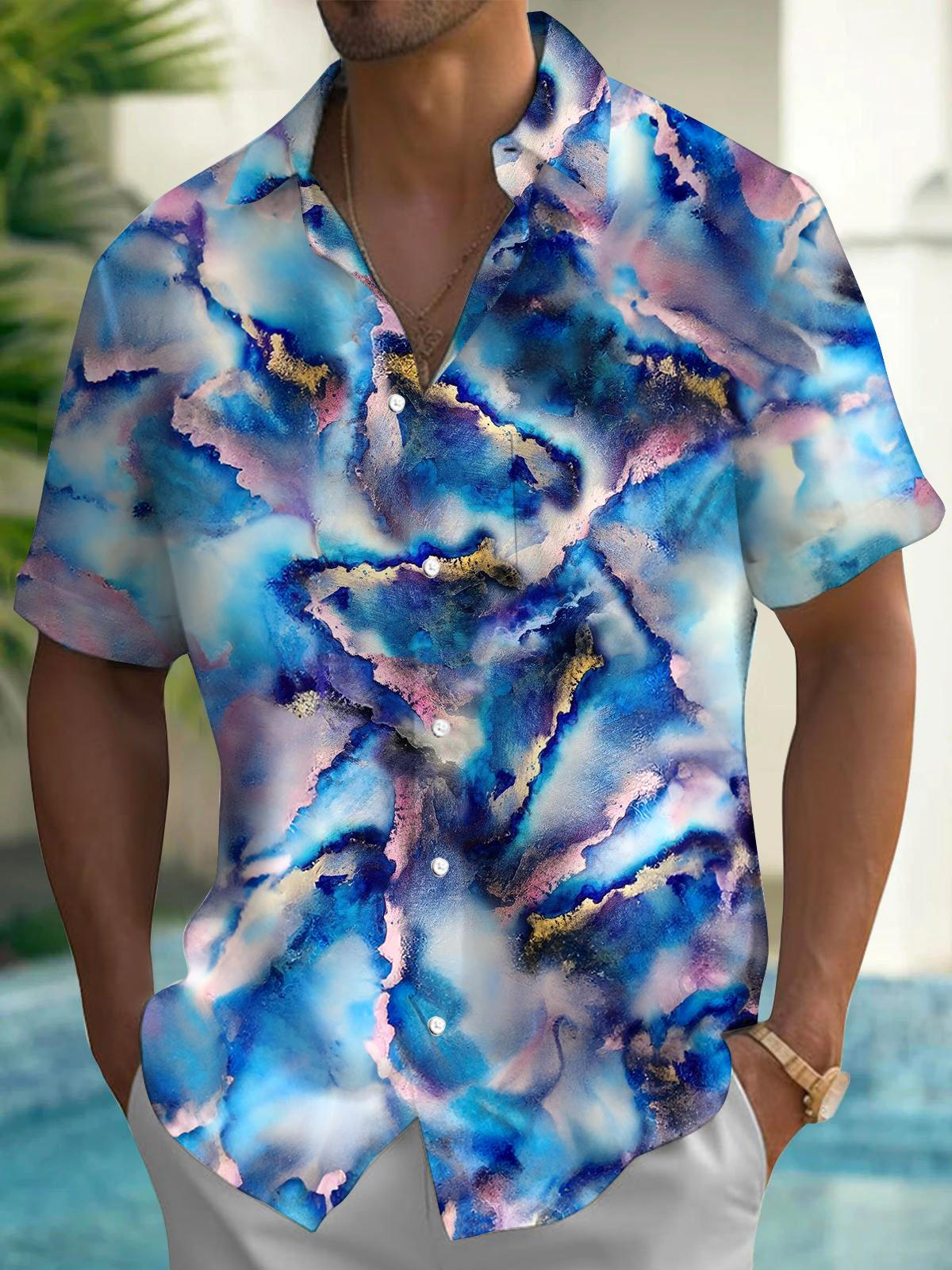 Abstract Men's Pocket Short Sleeve Shirts