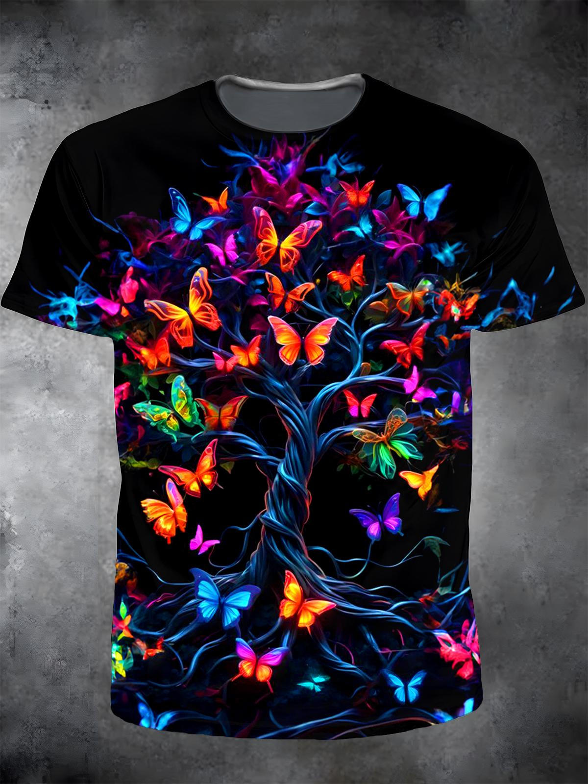 Butterfly Tree Round Neck Short Sleeve Men's T-shirt