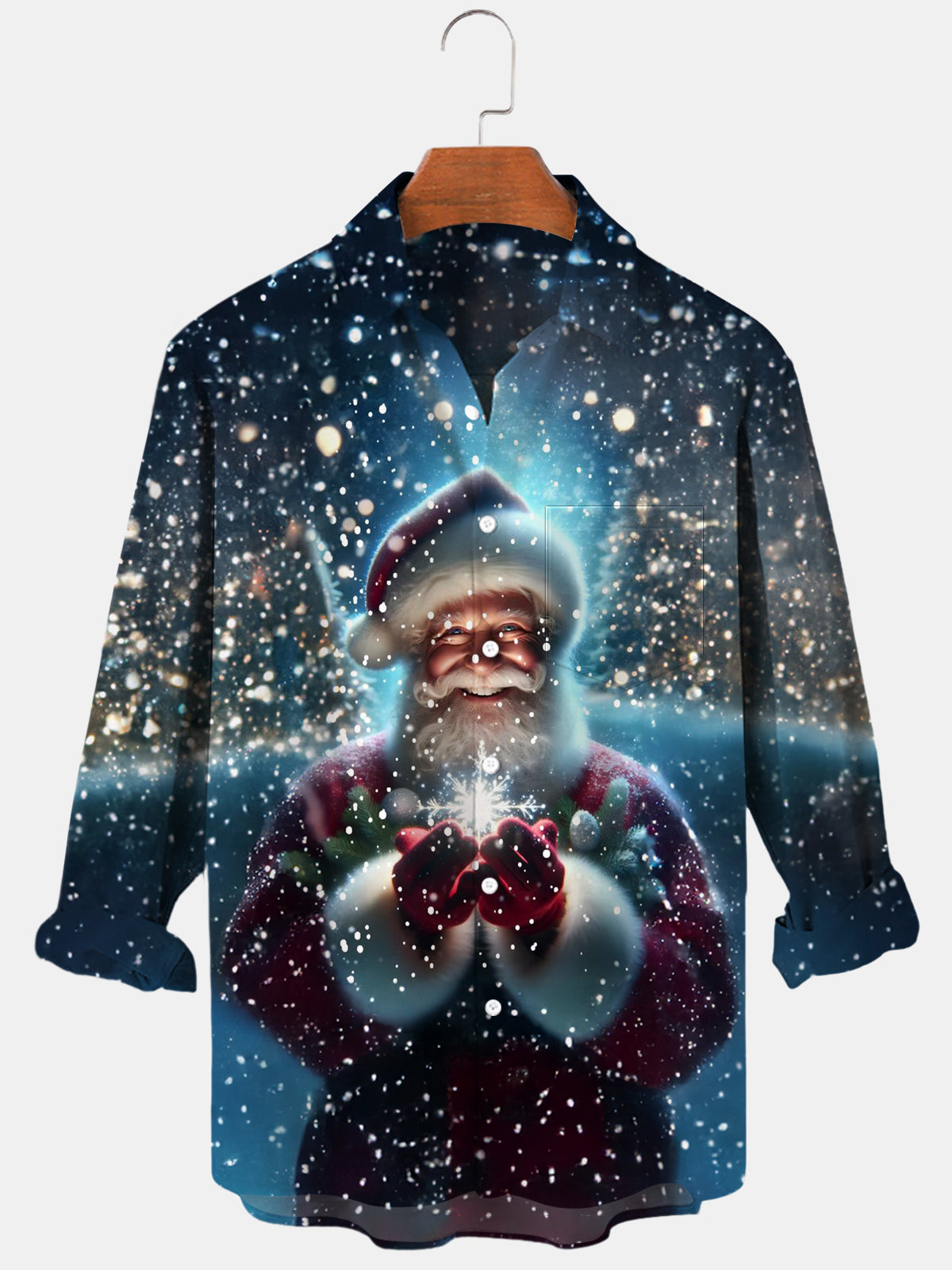 Santa Claus Men's Pocket Long Sleeve Shirts