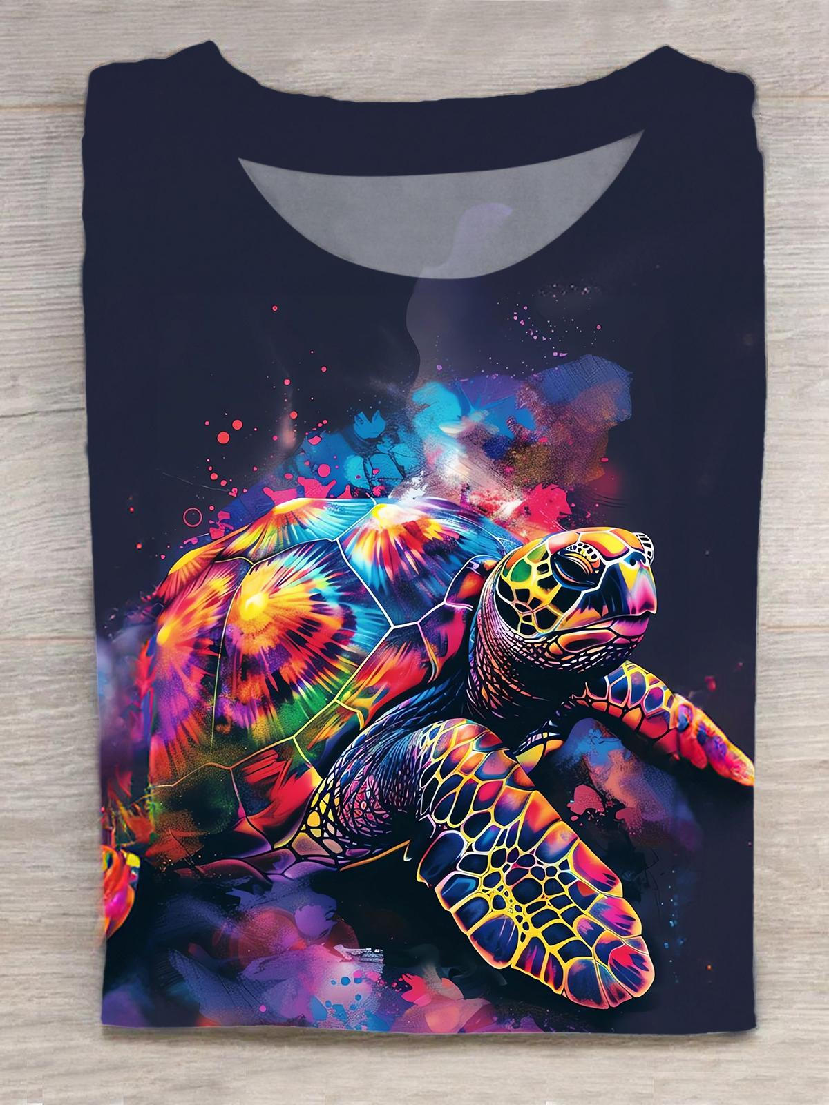 Turtle Round Neck Short Sleeve Men's T-shirt