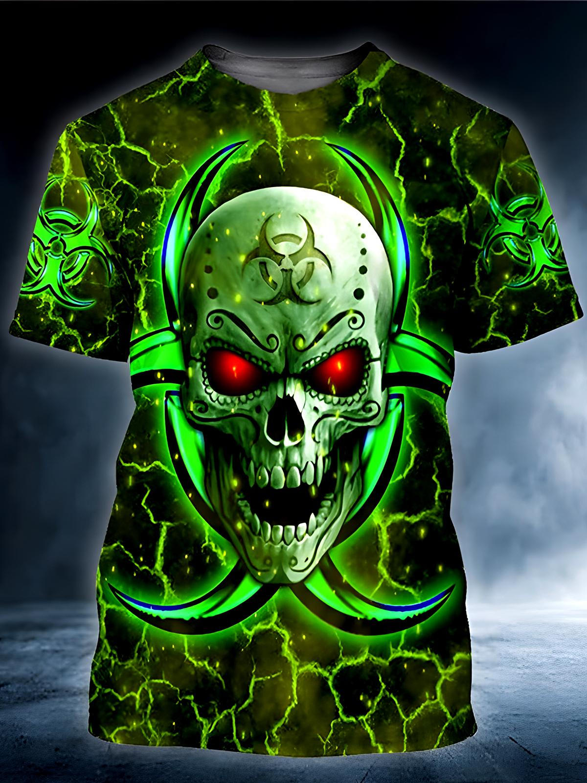 Skull Round Neck Short Sleeve Men's T-shirt