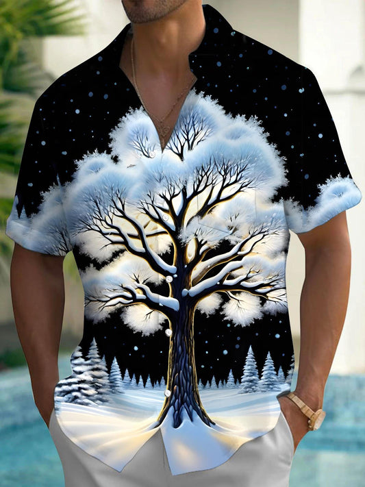 Winter Tree Men's Pocket Short Sleeve Shirts