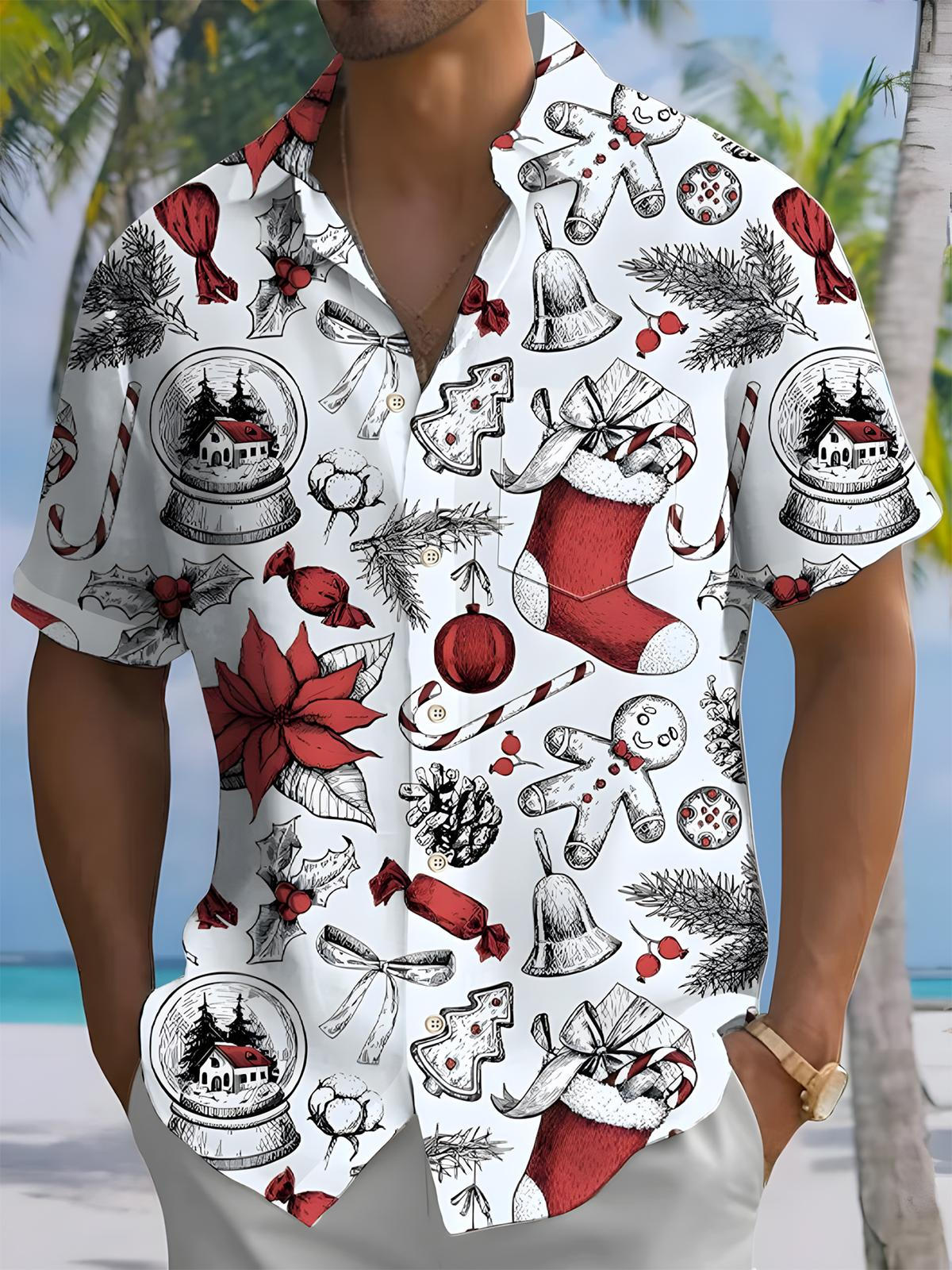 Christmas Men's Pocket Short Sleeve Shirts