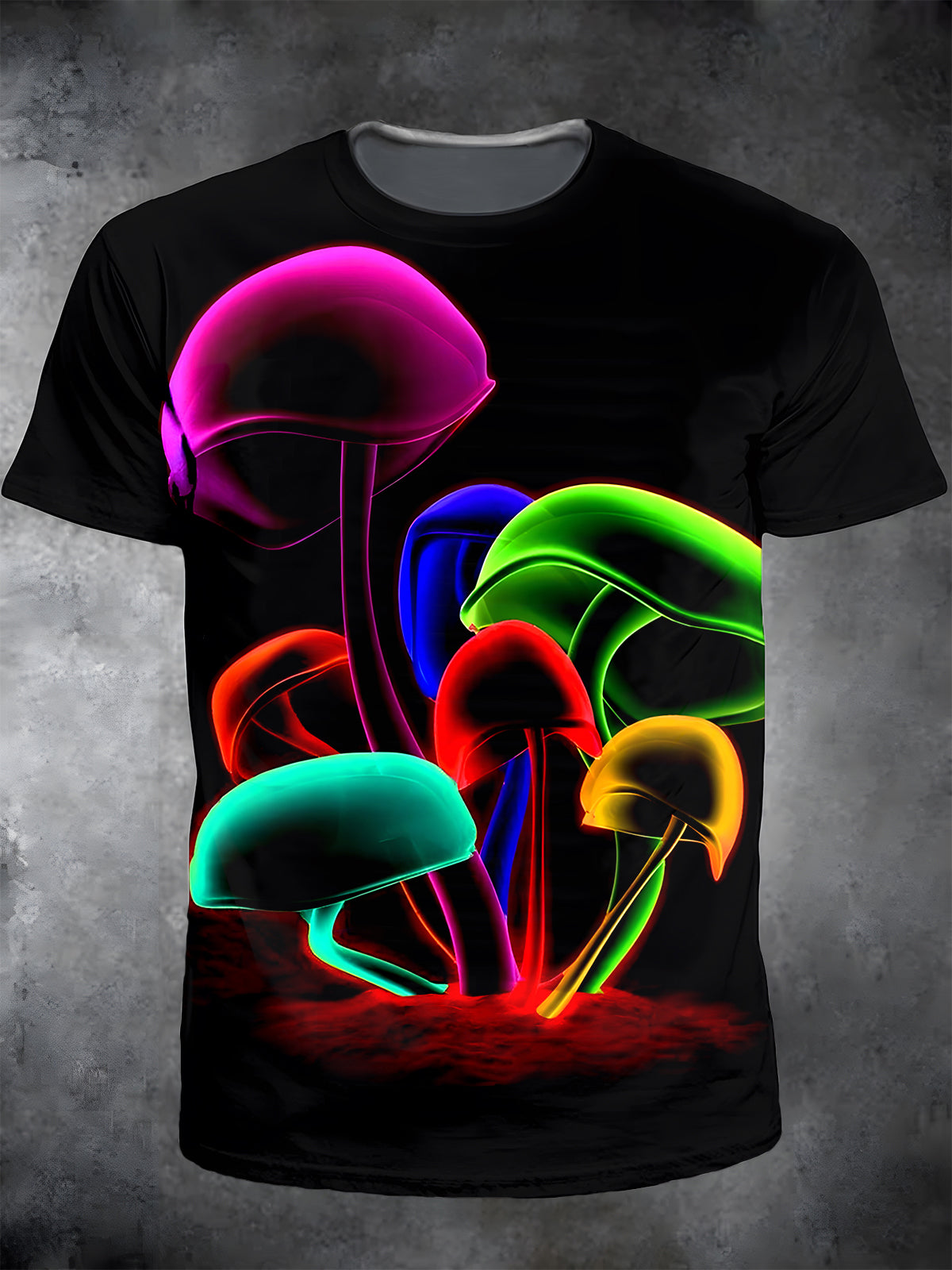 Mushroom Round Neck Short Sleeve Men's T-shirt