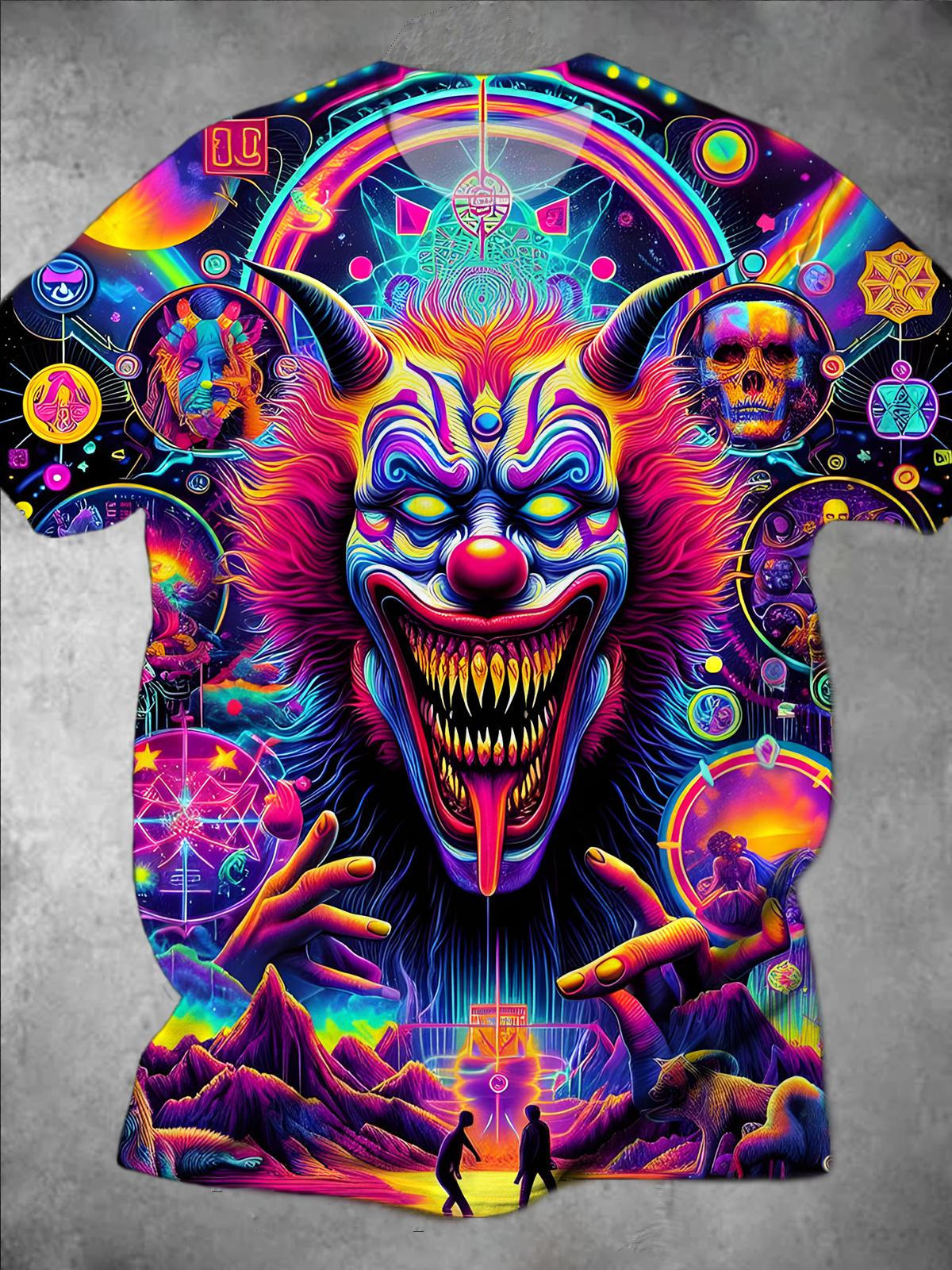 Dark Clown Round Neck Short Sleeve Men's T-shirt