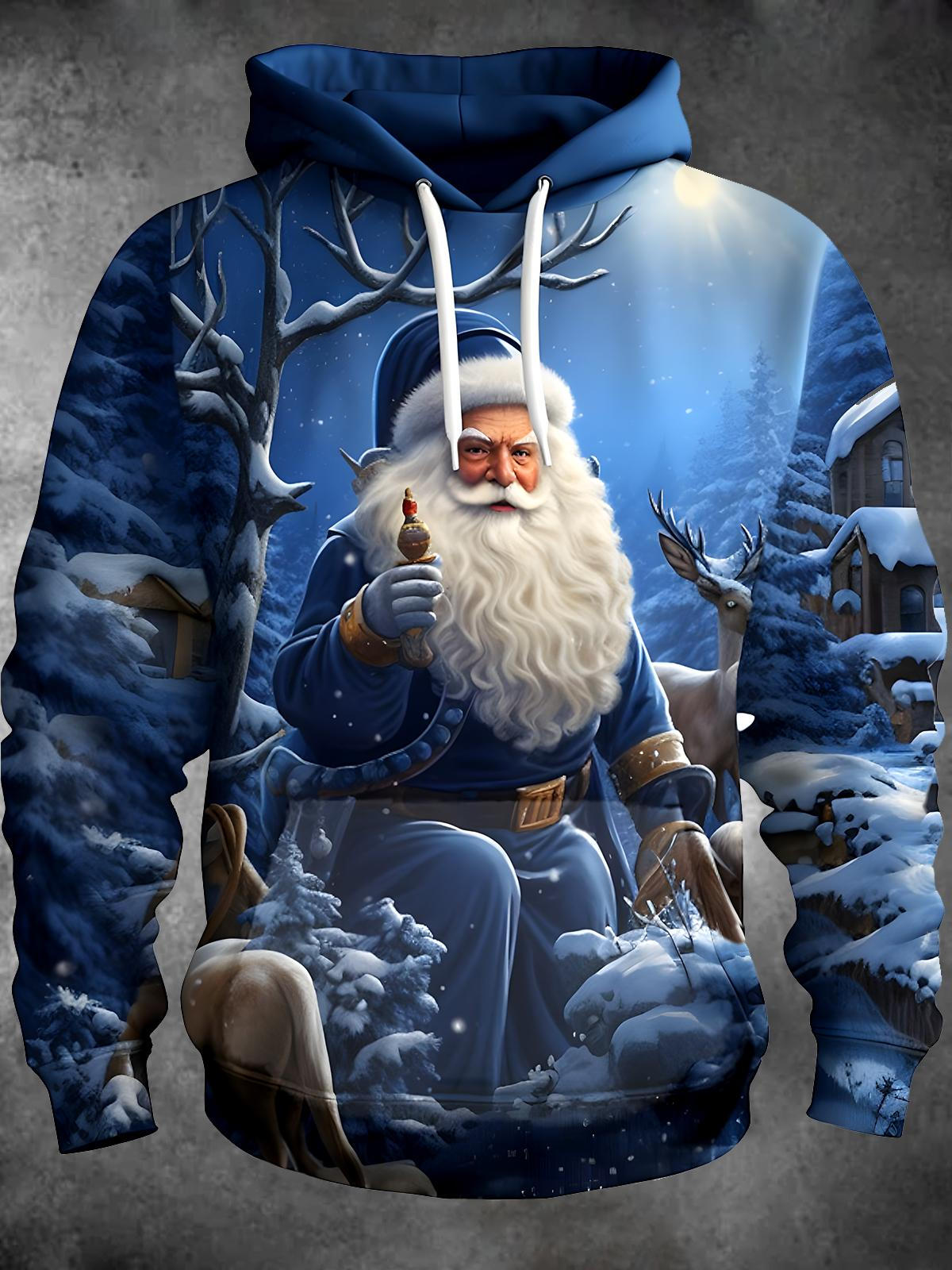 Christmas Santa Claus Long Sleeve Hooded Pocket Men's Top